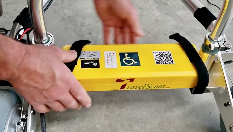 Battery installation on the Junior and full-size TravelScoot